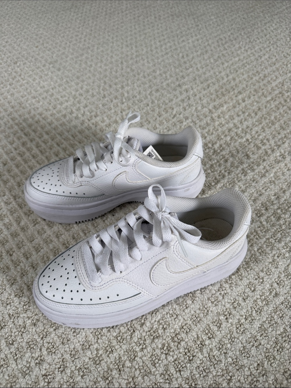 Nike All-White Low-Top Leather Sneakers